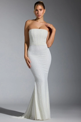 Embellished Corset Gown in White Dresses - maxi dresses best price