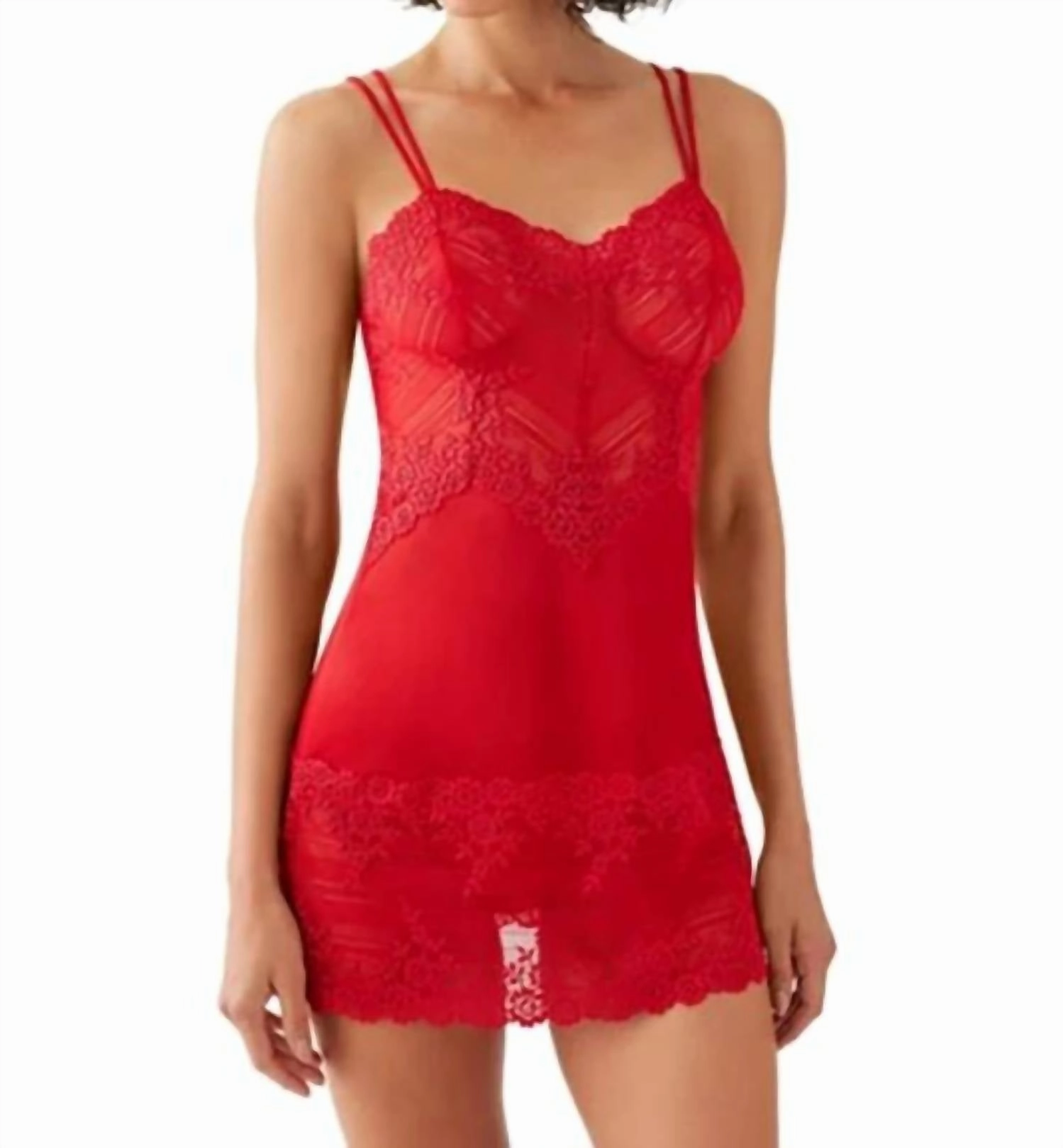 Embrace Lace Chemise In Equestrian Red