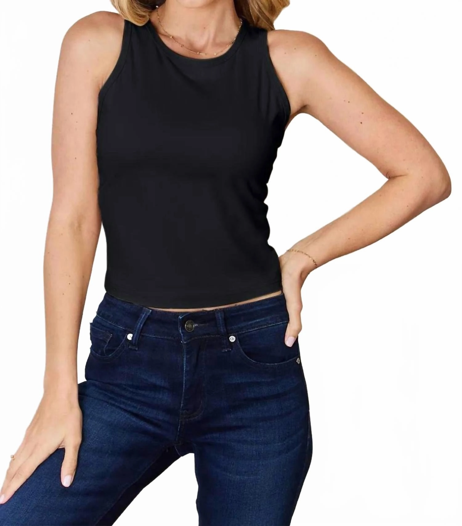 Essential Crop Tank In Black