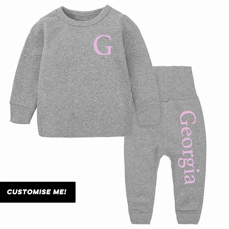 Essex Personalised Initial & Name Pant Tracksuit Set (3m-12 Years) (MRK X) Holiday Collection - holiday outfits clearance