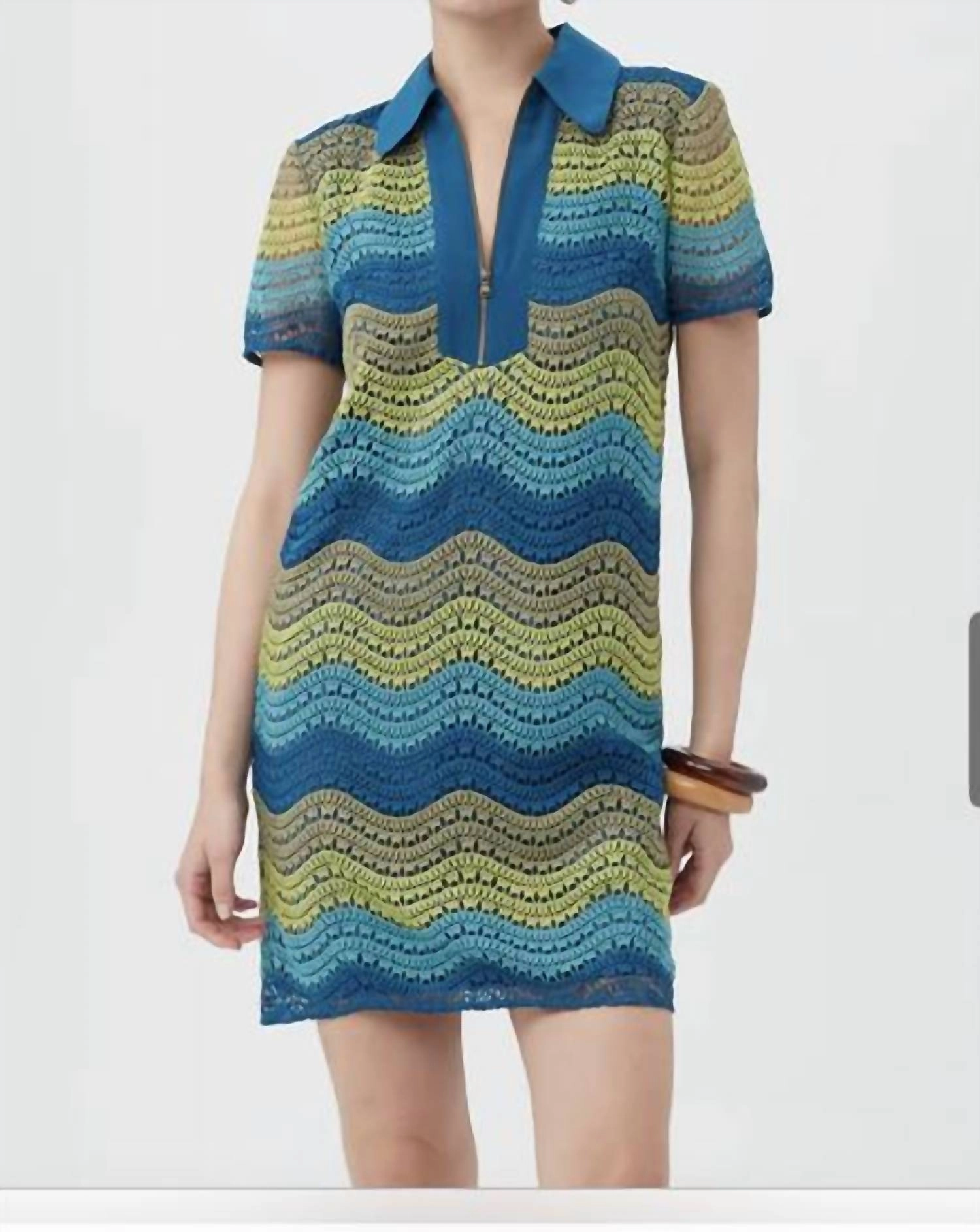 Estelle Dress In Green & Blue