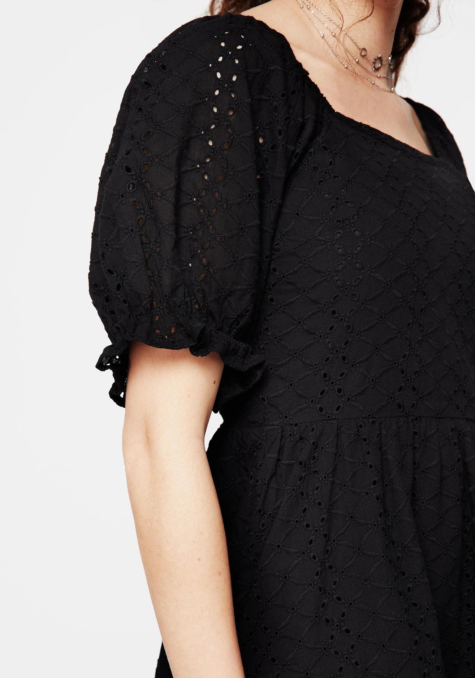 Euthymia Broderie Puff Sleeve Mini Dress