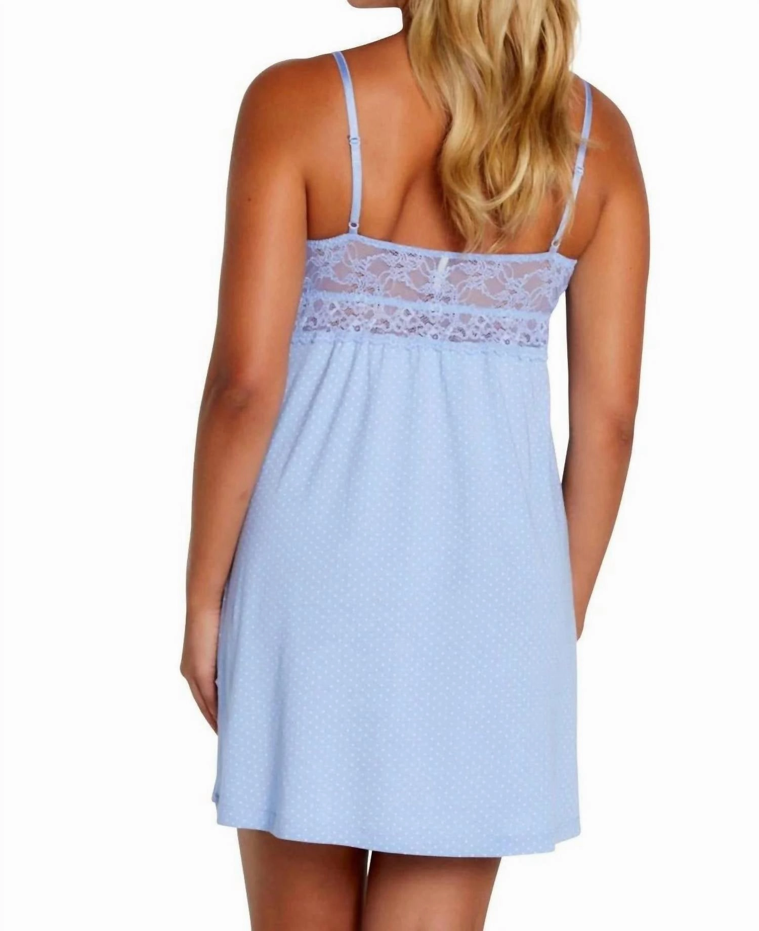 Eva Spaghetti Strap Babydoll In White Polka Dot