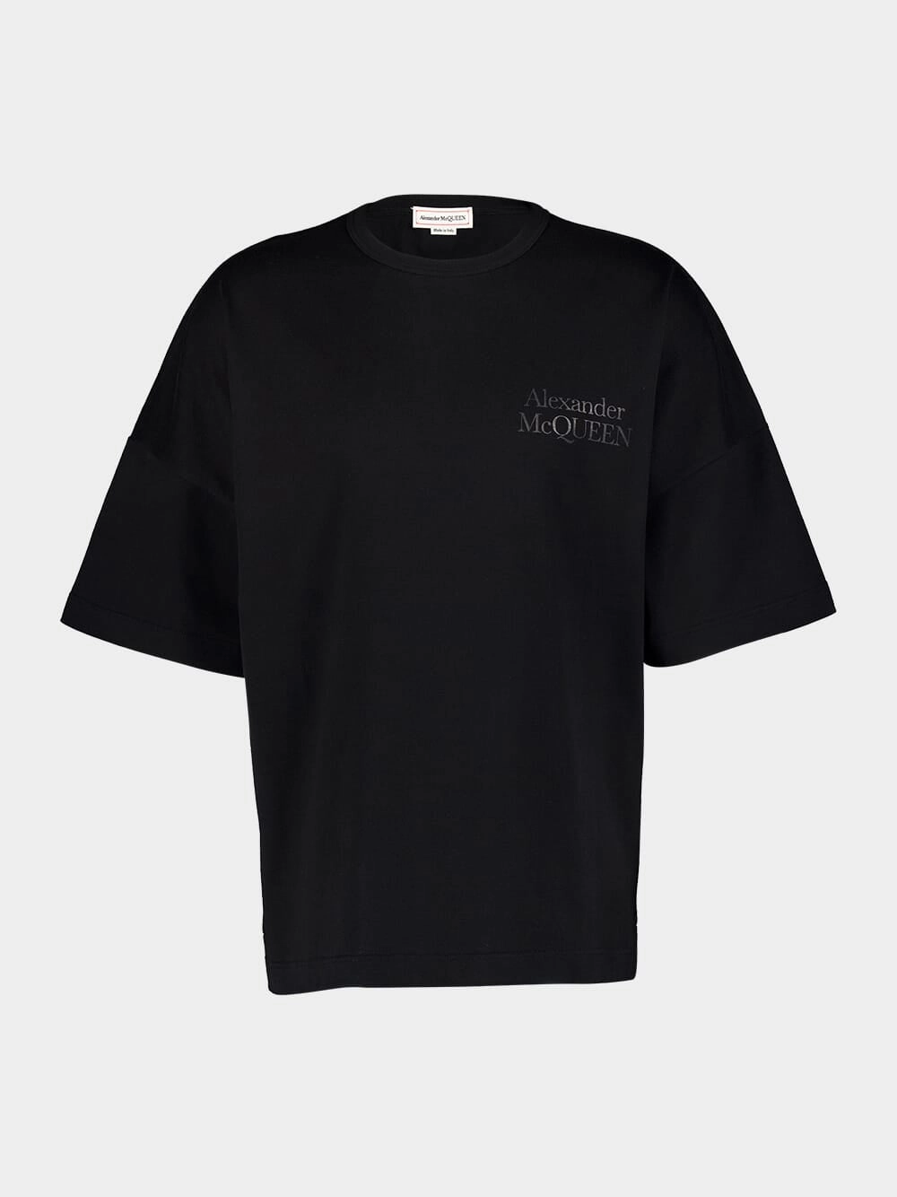Exploded Logo Oversized Black T-Shirt Tops Mens - flannel shirts