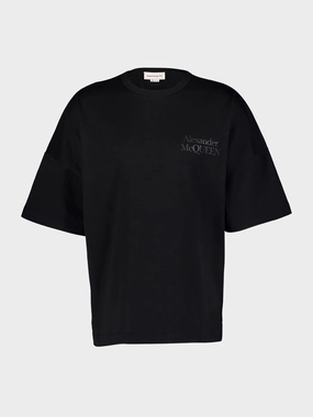 Exploded Logo Oversized Black T-Shirt Tops Mens - flannel shirts