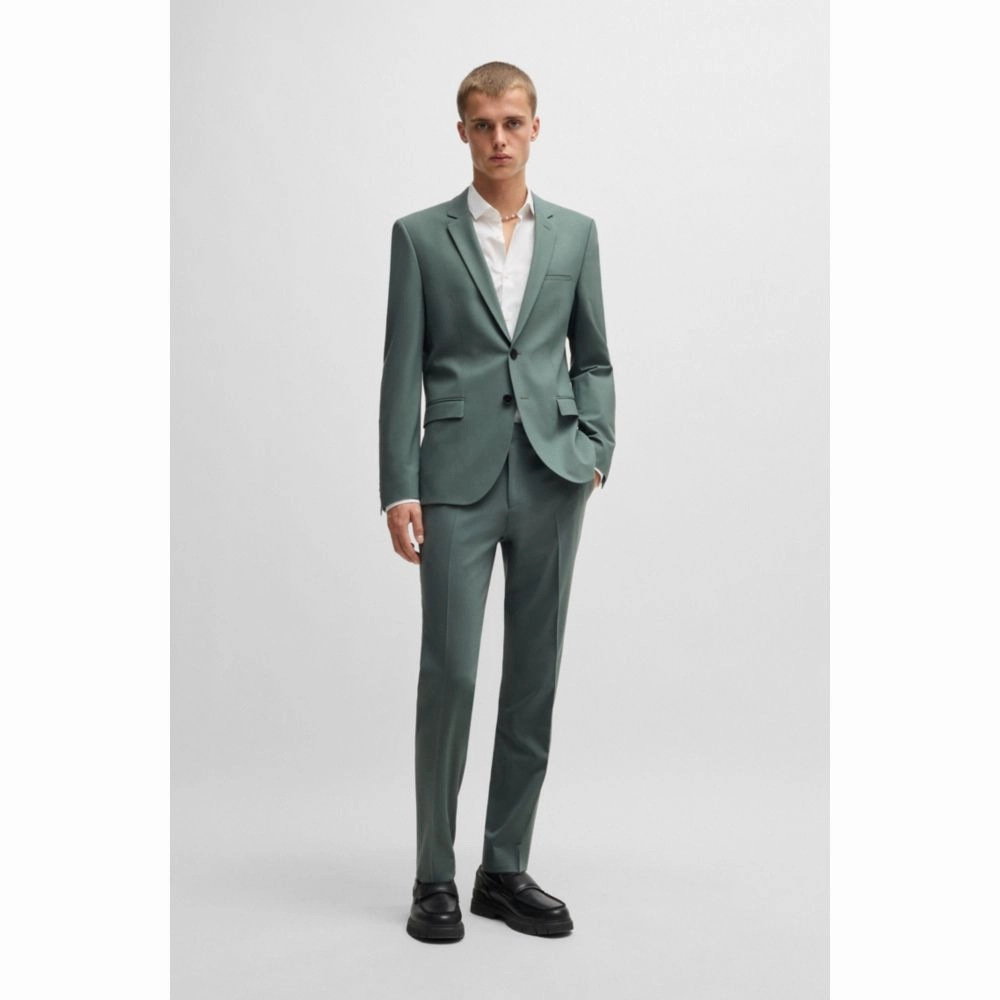 Extra-slim-fit suit jacket in wool-blend poplin