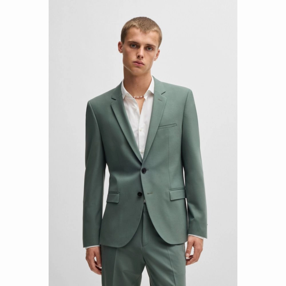 Extra-slim-fit suit jacket in wool-blend poplin