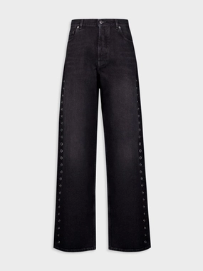 Eyelet Wide-Leg Jeans Bottoms Mens - cheap mens shorts online