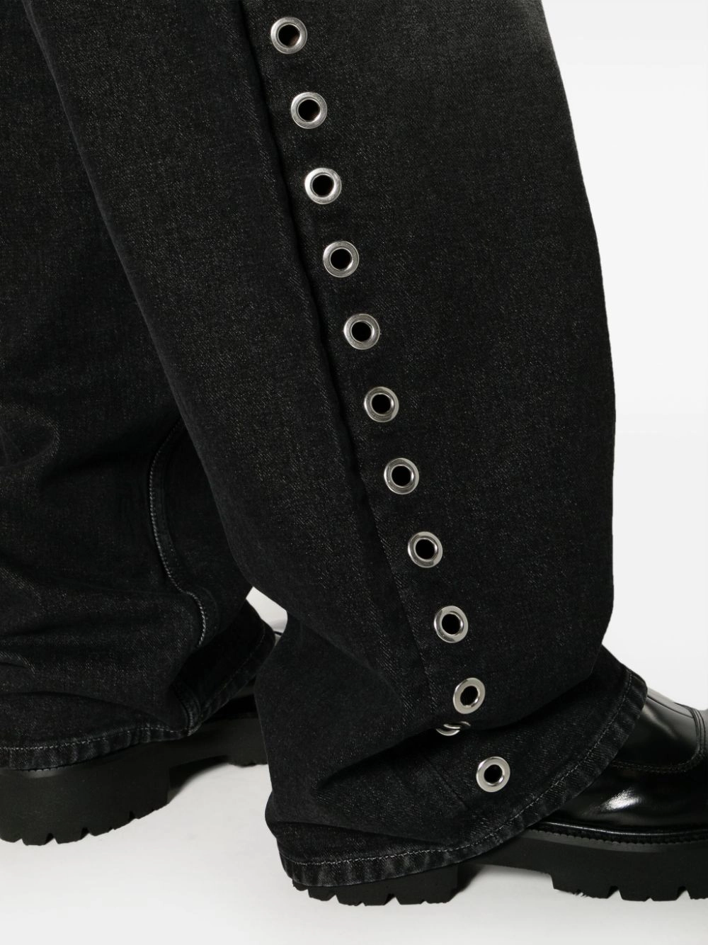 Eyelet Wide-Leg Jeans