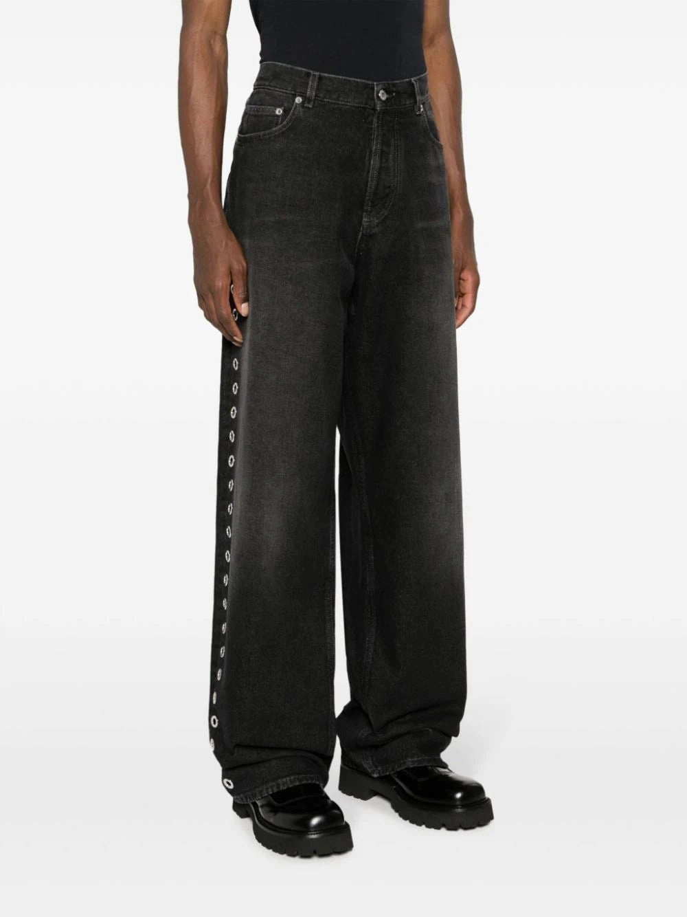 Eyelet Wide-Leg Jeans