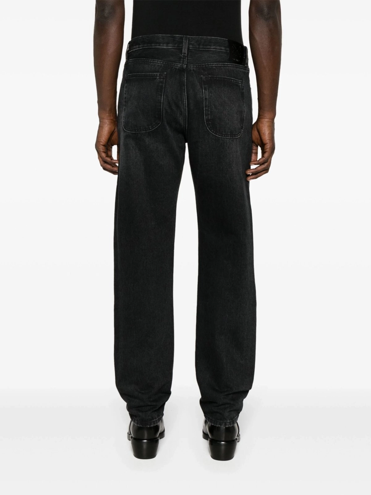 Faded-Effect Tapered Jeans