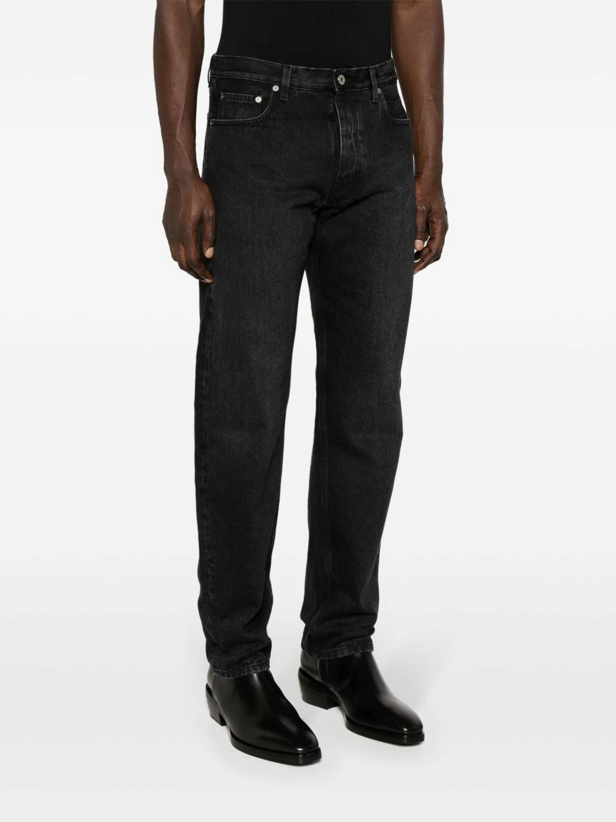 Faded-Effect Tapered Jeans