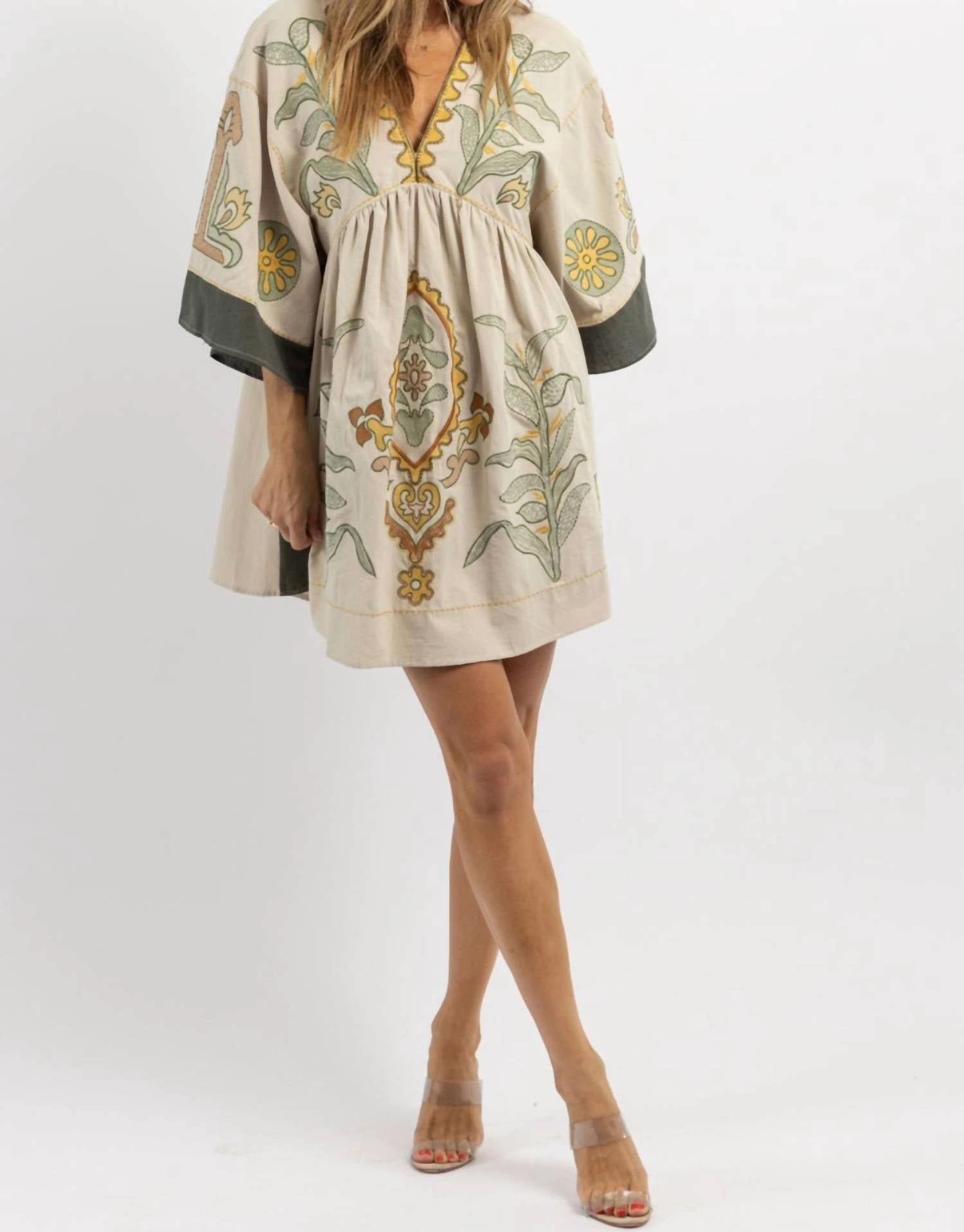 Fay Embroidered Mini Dress In Neutral