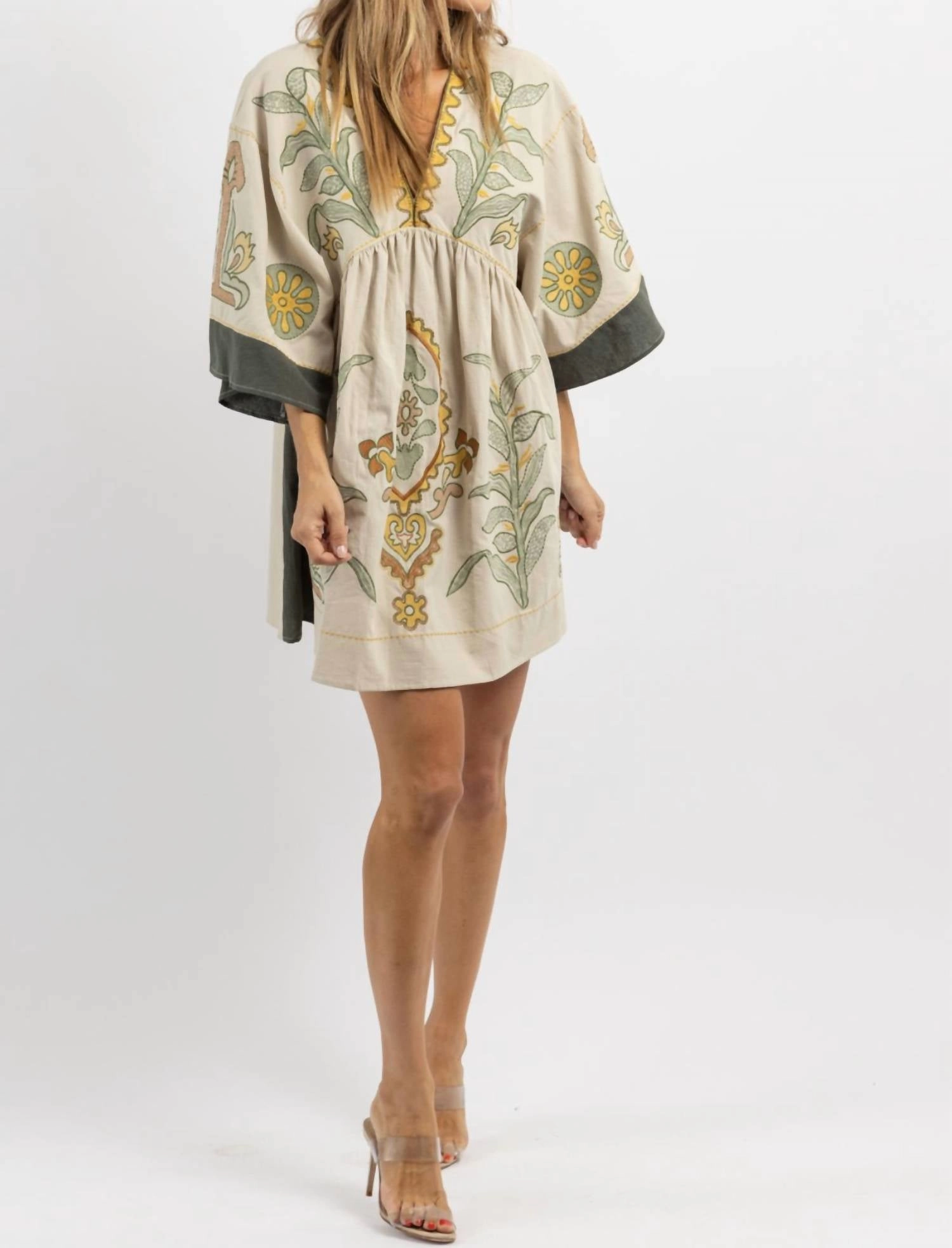 Fay Embroidered Mini Dress In Neutral