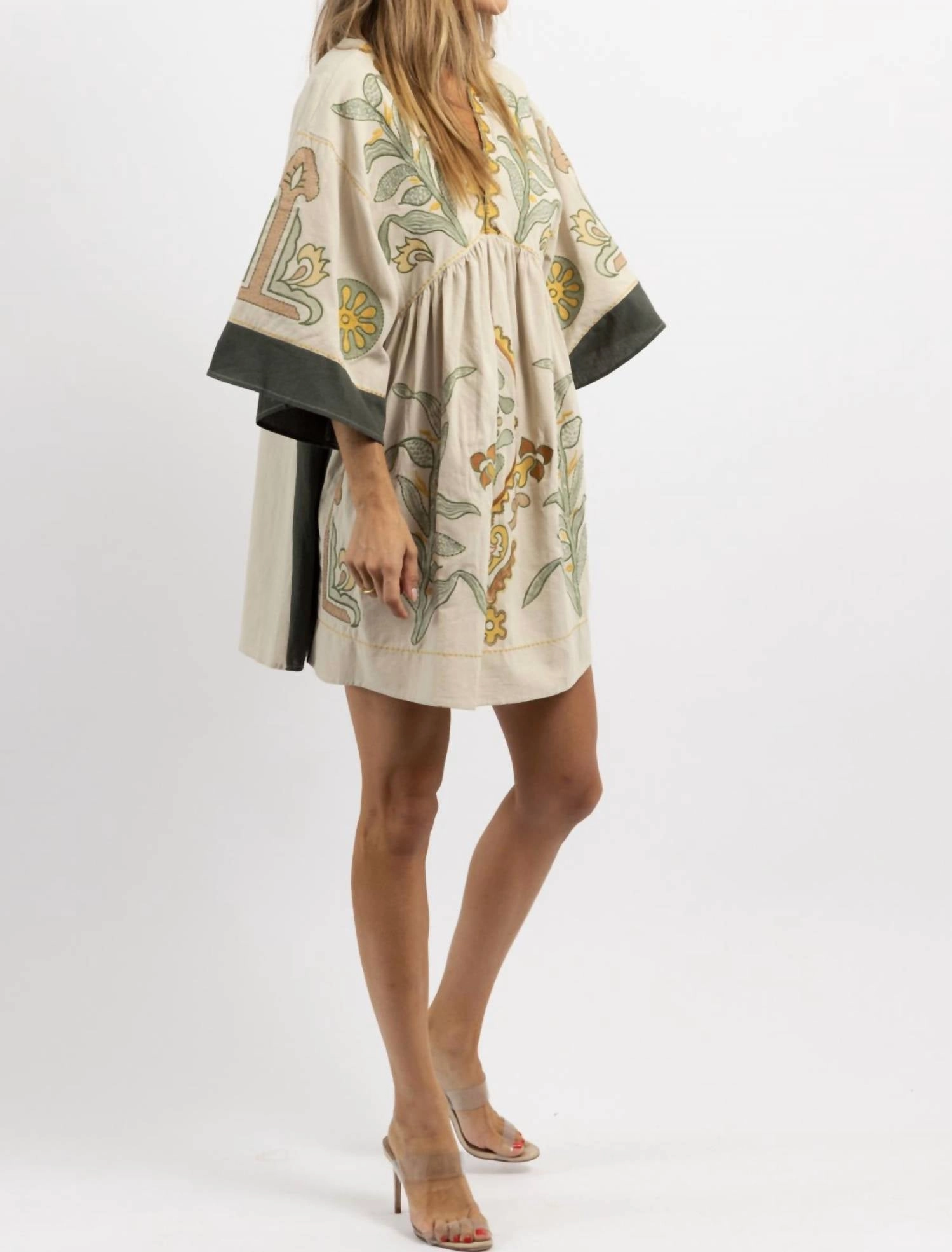 Fay Embroidered Mini Dress In Neutral