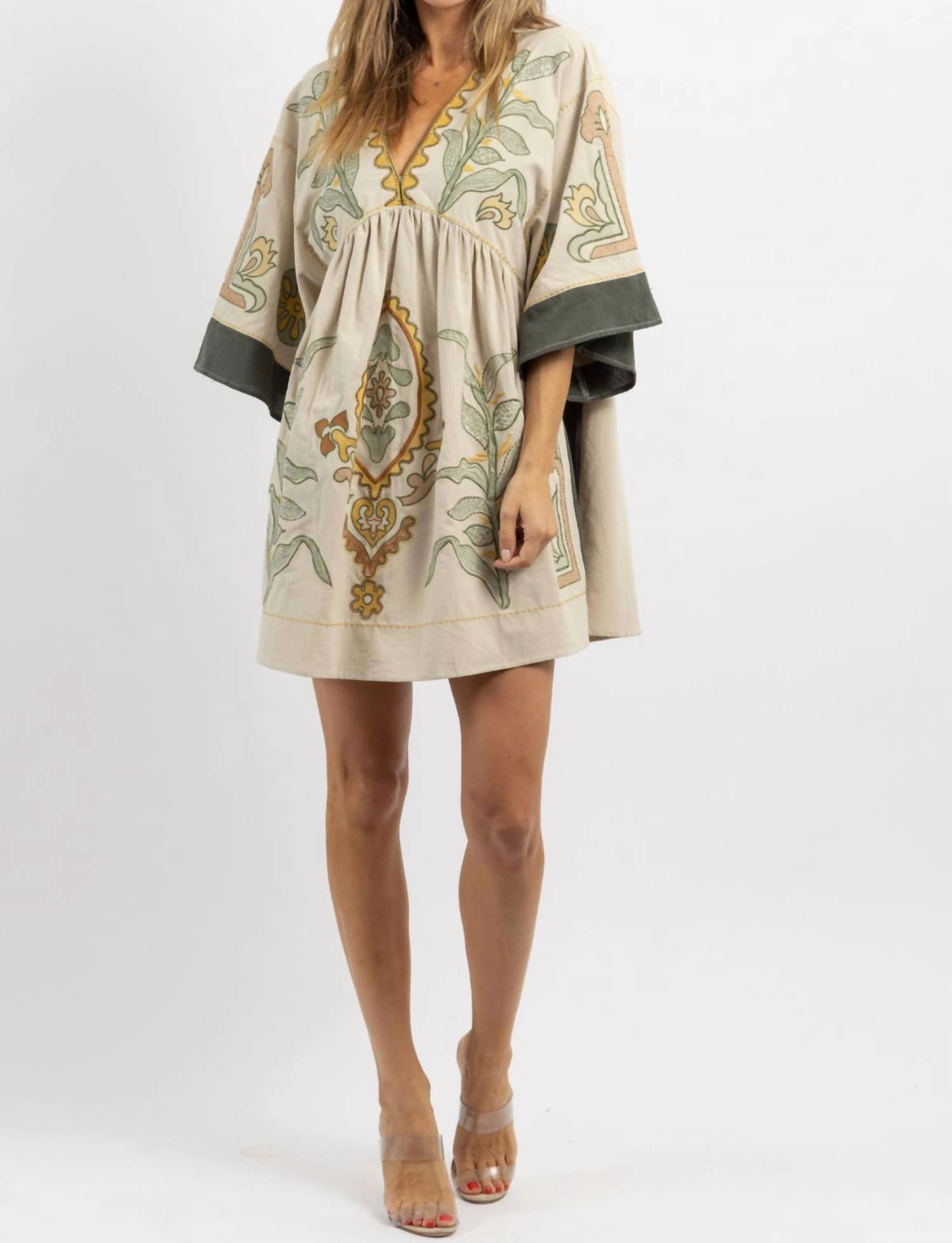 Fay Embroidered Mini Dress In Neutral