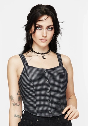 Faythe Cotton Check Button Up Cami Top Tops Womens - women's blouses clearance