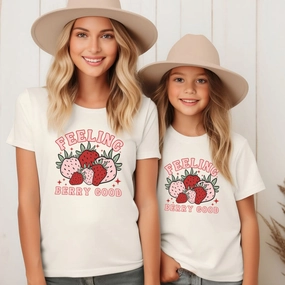 Feeling Berry Good Mum Matching T-Shirts- White Holiday Collection - holiday outfits clearance