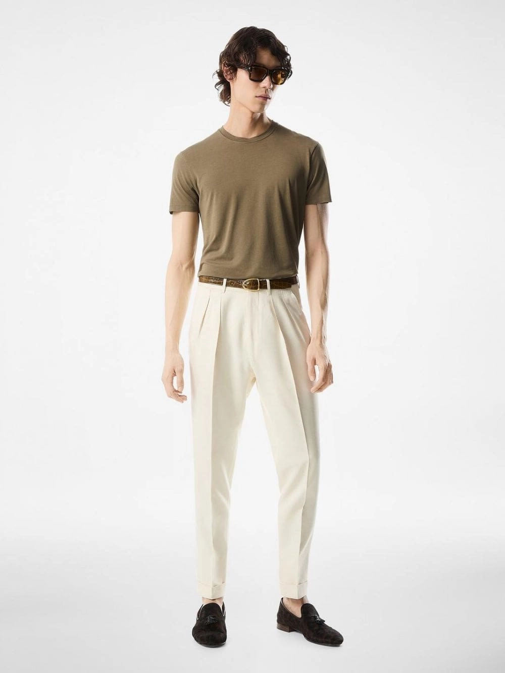 Fern Green Cotton T-Shirt Tops Mens - flannel shirts