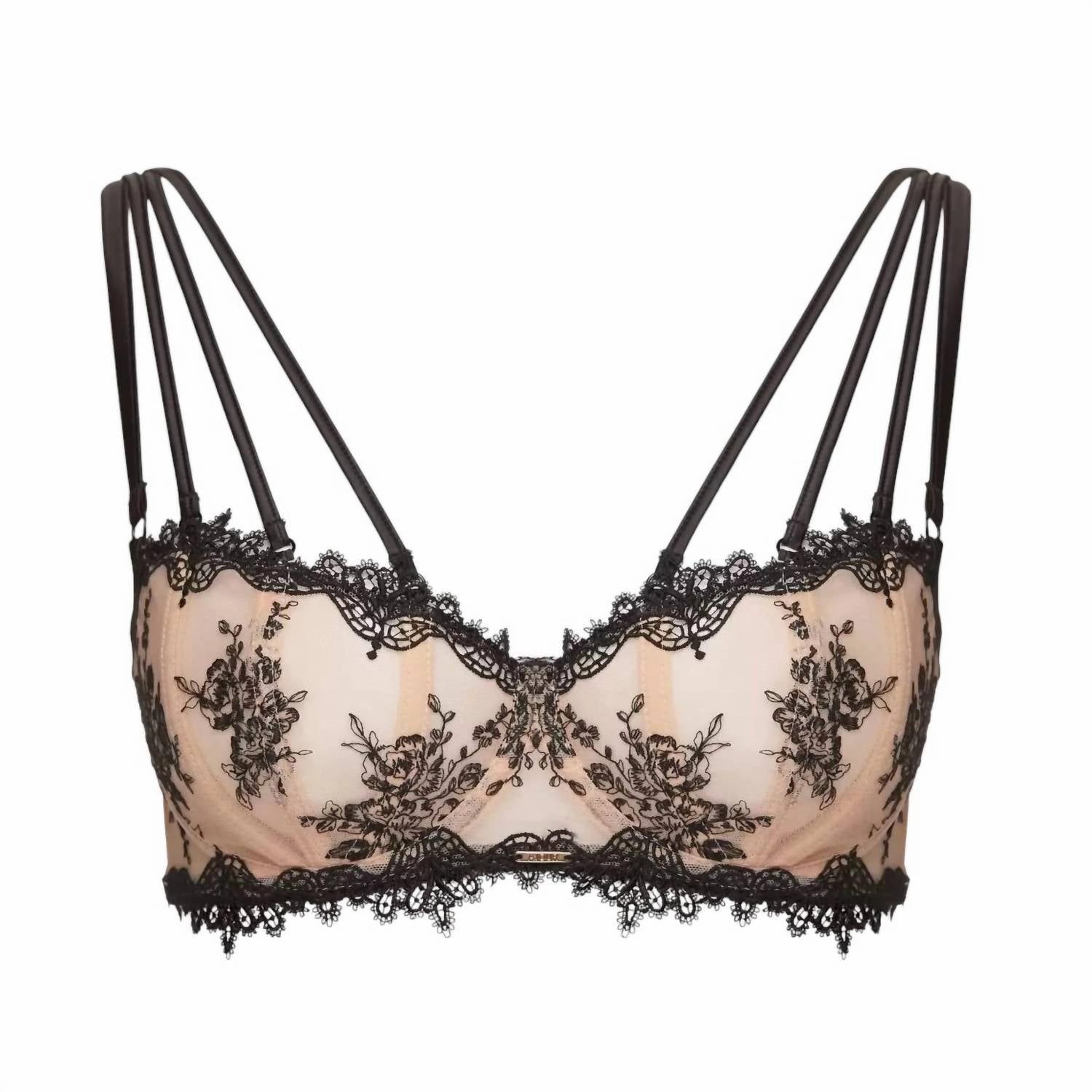 Finsbury Underwire Balconette Bra In Beige & Black