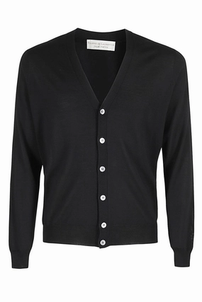 Fitted Black Merino Wool Cardigan designer sweaters outlet
