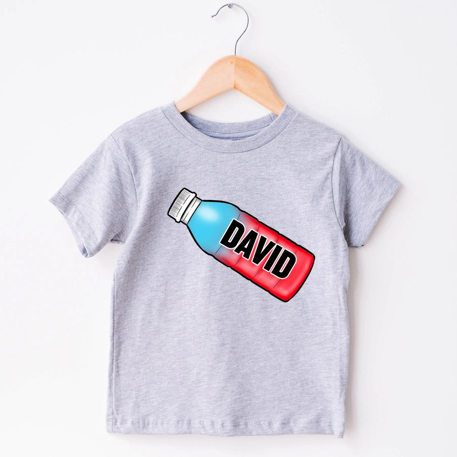 Fizz Hydrate Bottle Personalised Name Grey T-Shirt