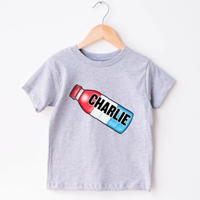 Fizz Hydrate Bottle Personalised Name Grey T-Shirt Holiday Collection - vacation wear sale