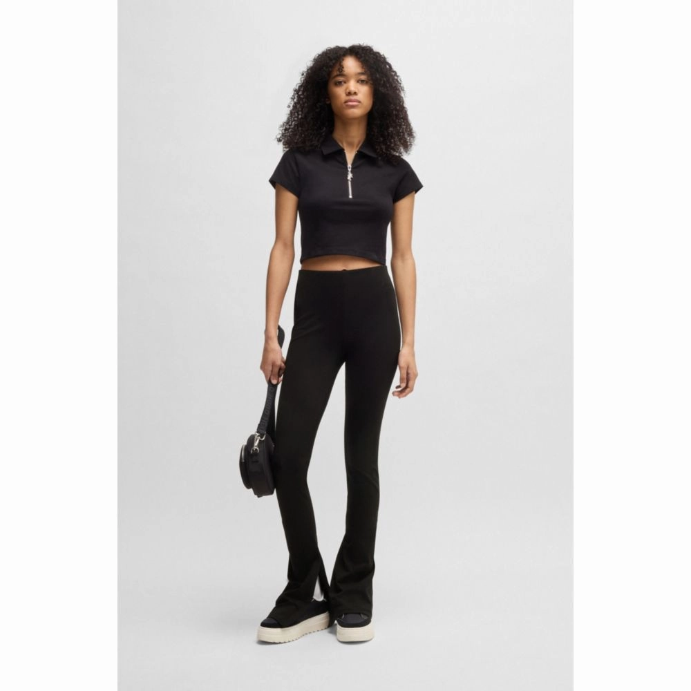 Flared-leg trousers in stretch cotton