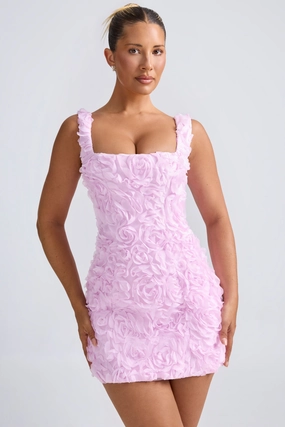 Floral-Appliqu Corset Mini Dress in Lilac Dresses - party dresses cheap