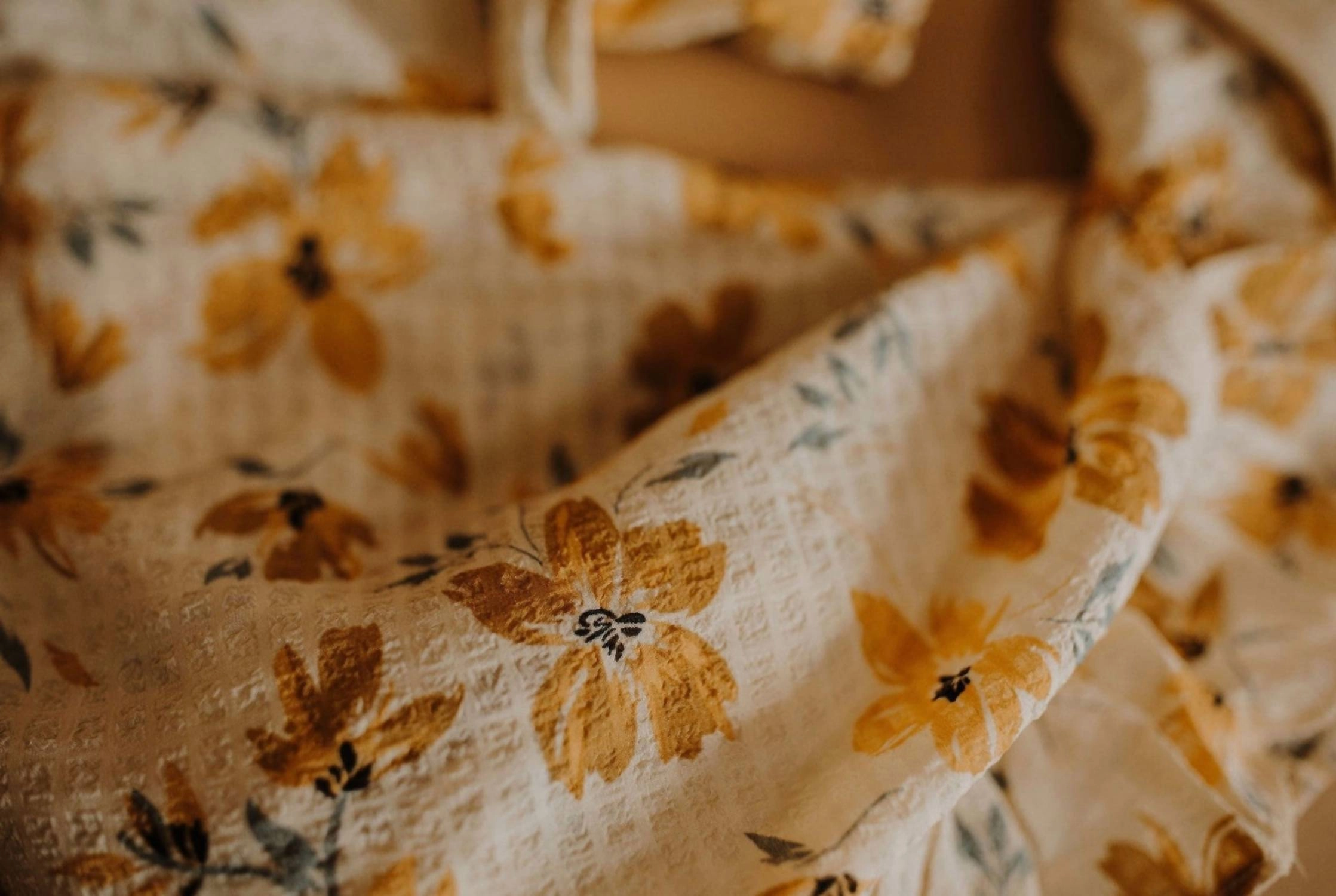 Floral Tie Front Top In Cream/marigold
