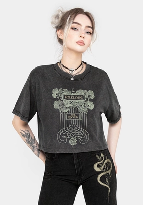 Folklore Boxy Crop T-shirt Tops Womens - women's blouses clearance
