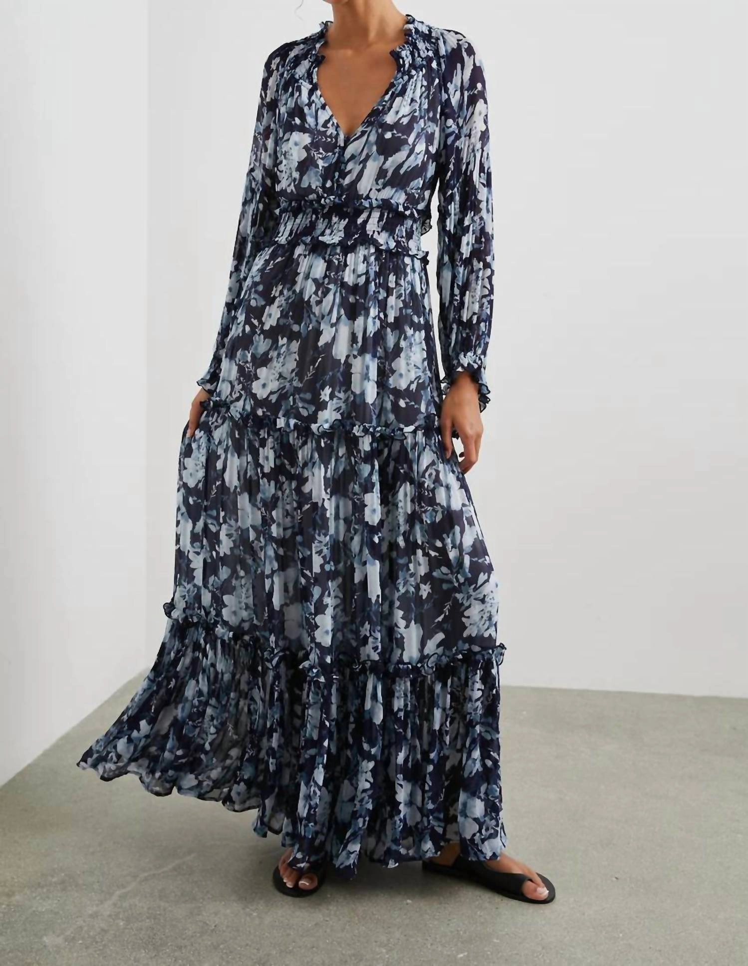 Frederica Dress In Indigo Blossoms