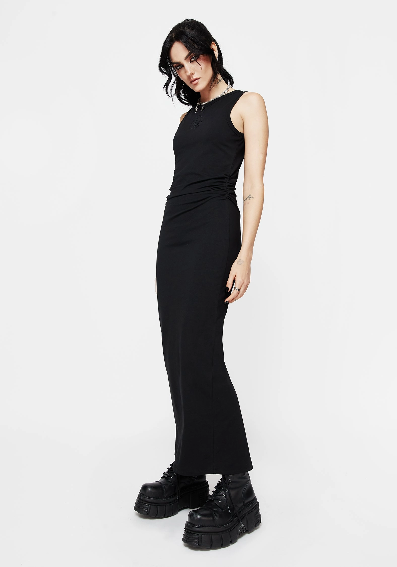 Fright Cotton Pentagram Embroidered Maxi Dress