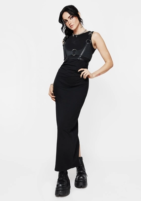 Fright Cotton Pentagram Embroidered Maxi Dress Dresses Womens - women's dresses clearance