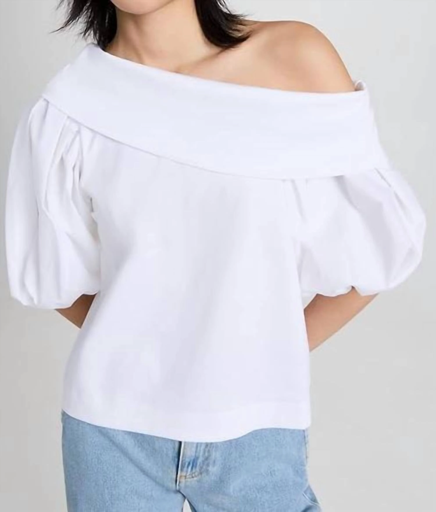 Georgia Off Shoulder Puff- Sleeve Top In Optic White