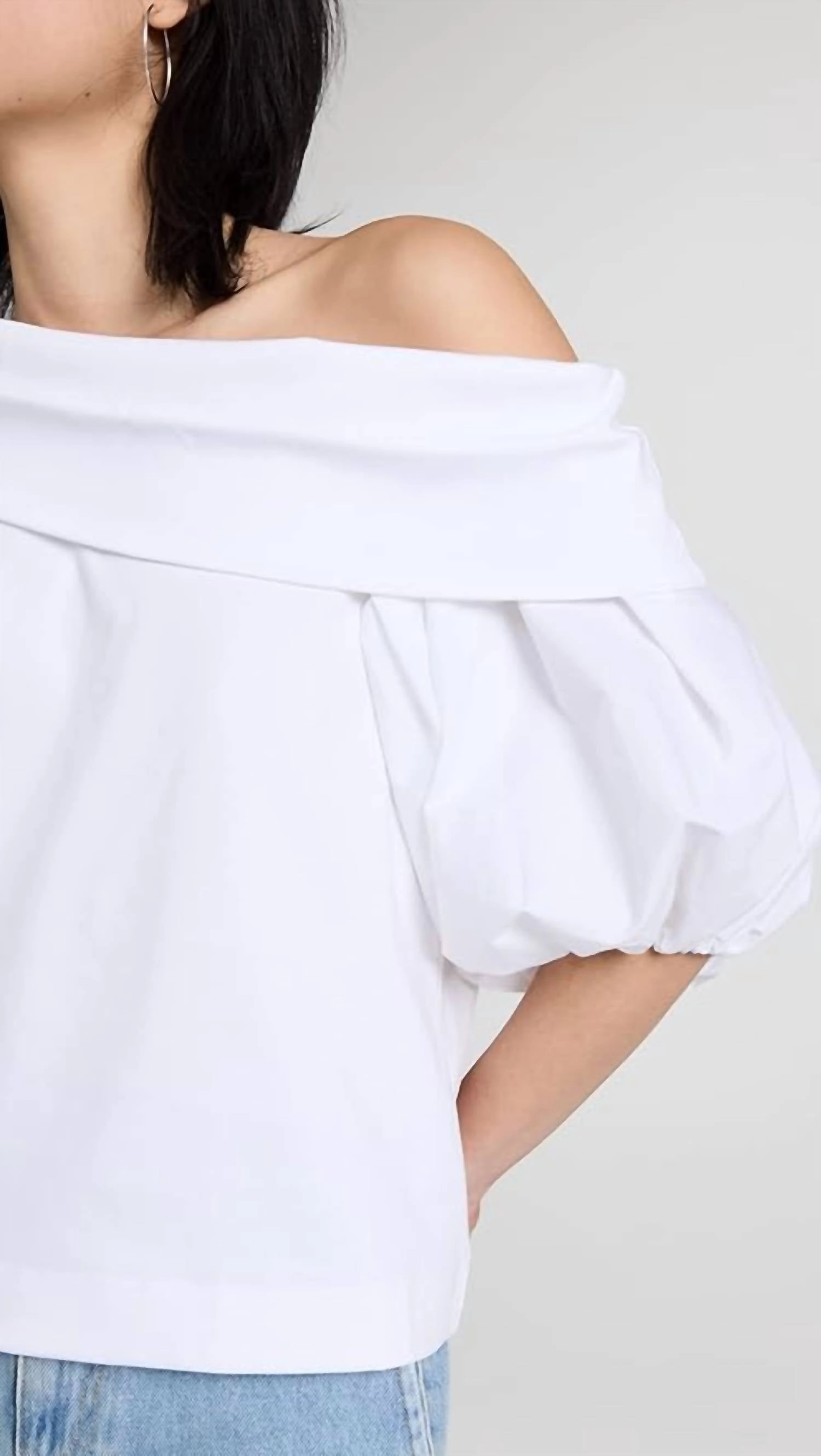 Georgia Off Shoulder Puff- Sleeve Top In Optic White
