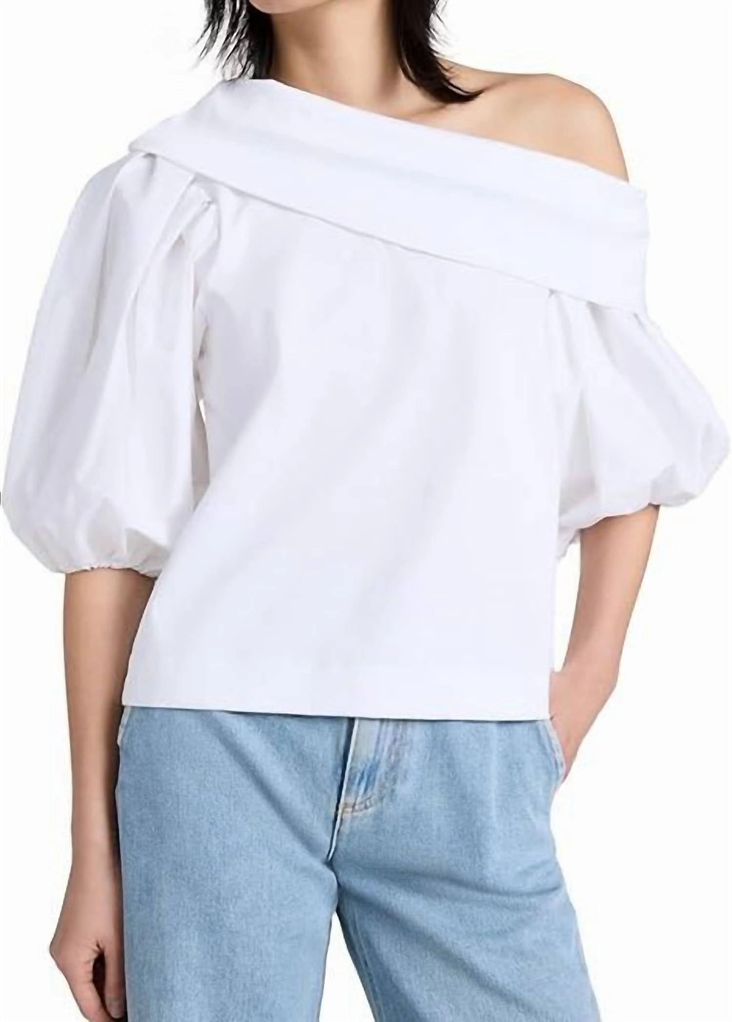 Georgia Off Shoulder Puff- Sleeve Top In Optic White