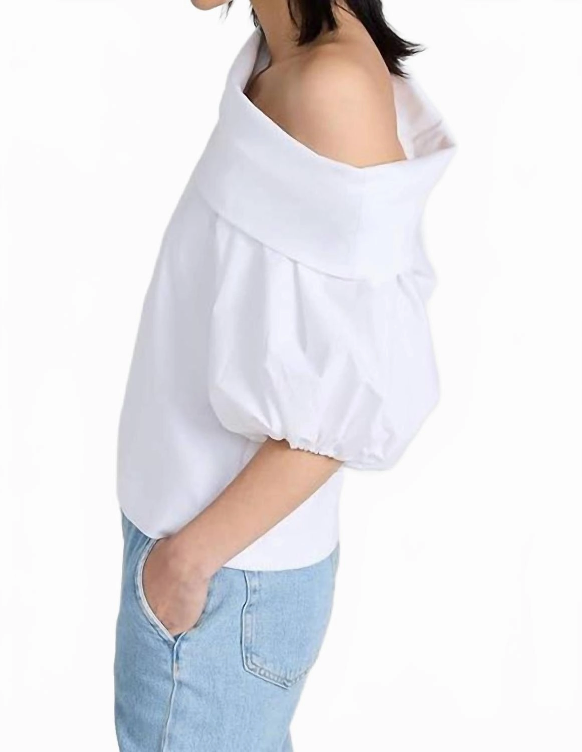 Georgia Off Shoulder Puff- Sleeve Top In Optic White