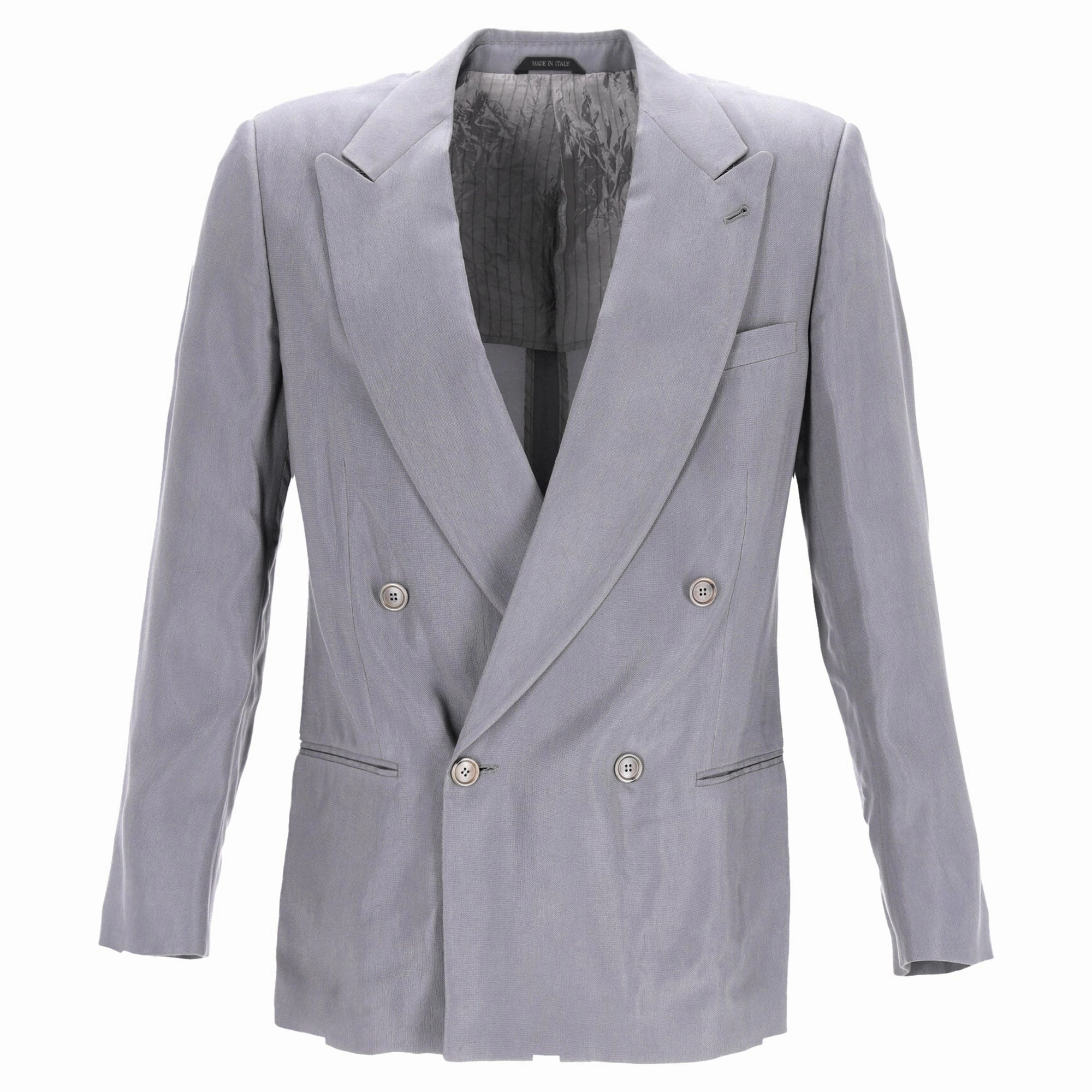 Giorgio Armani Double-Breasted Blazer in Grey Cupro