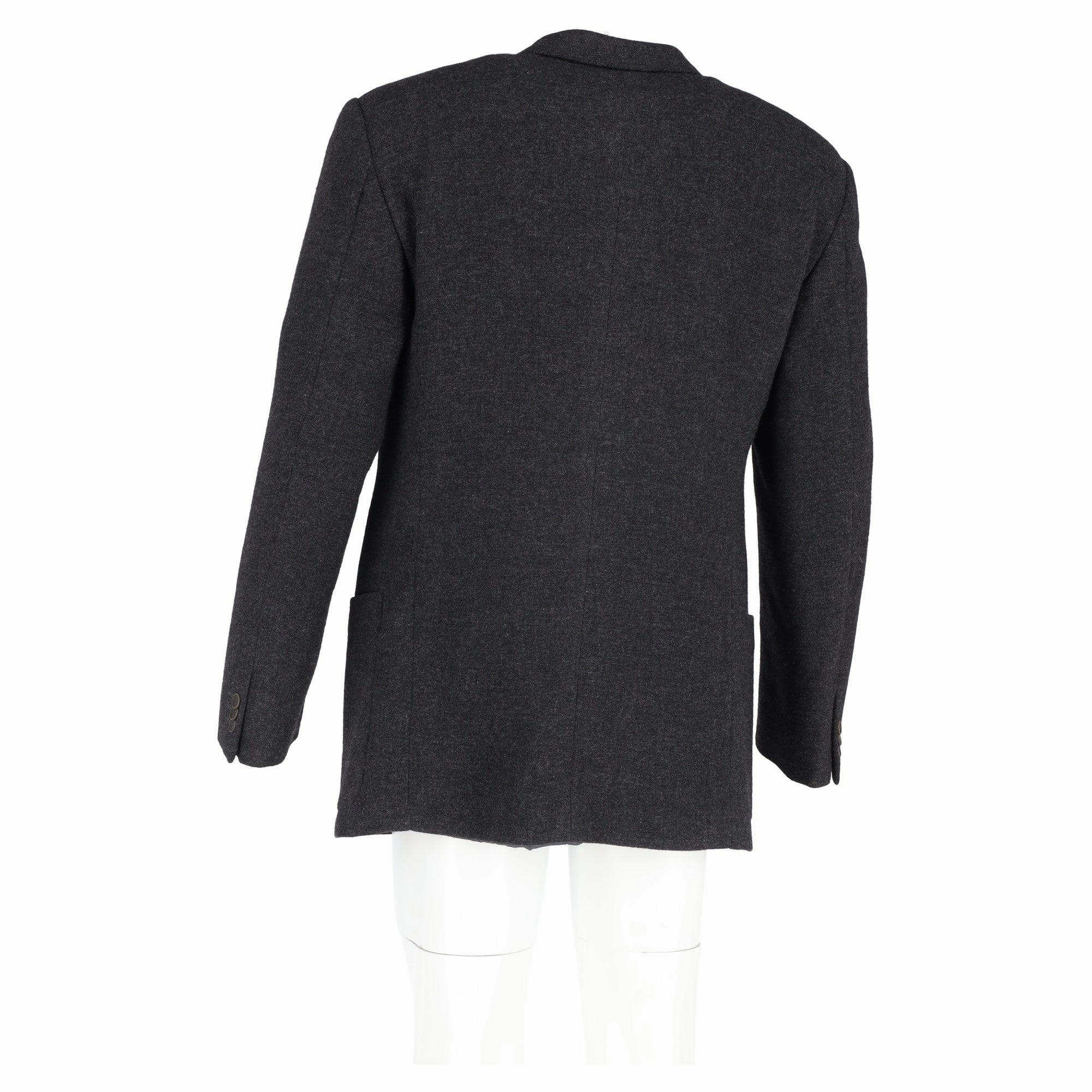 Giorgio Armani Single-Breasted Blazer with Pockets in Grey Wool