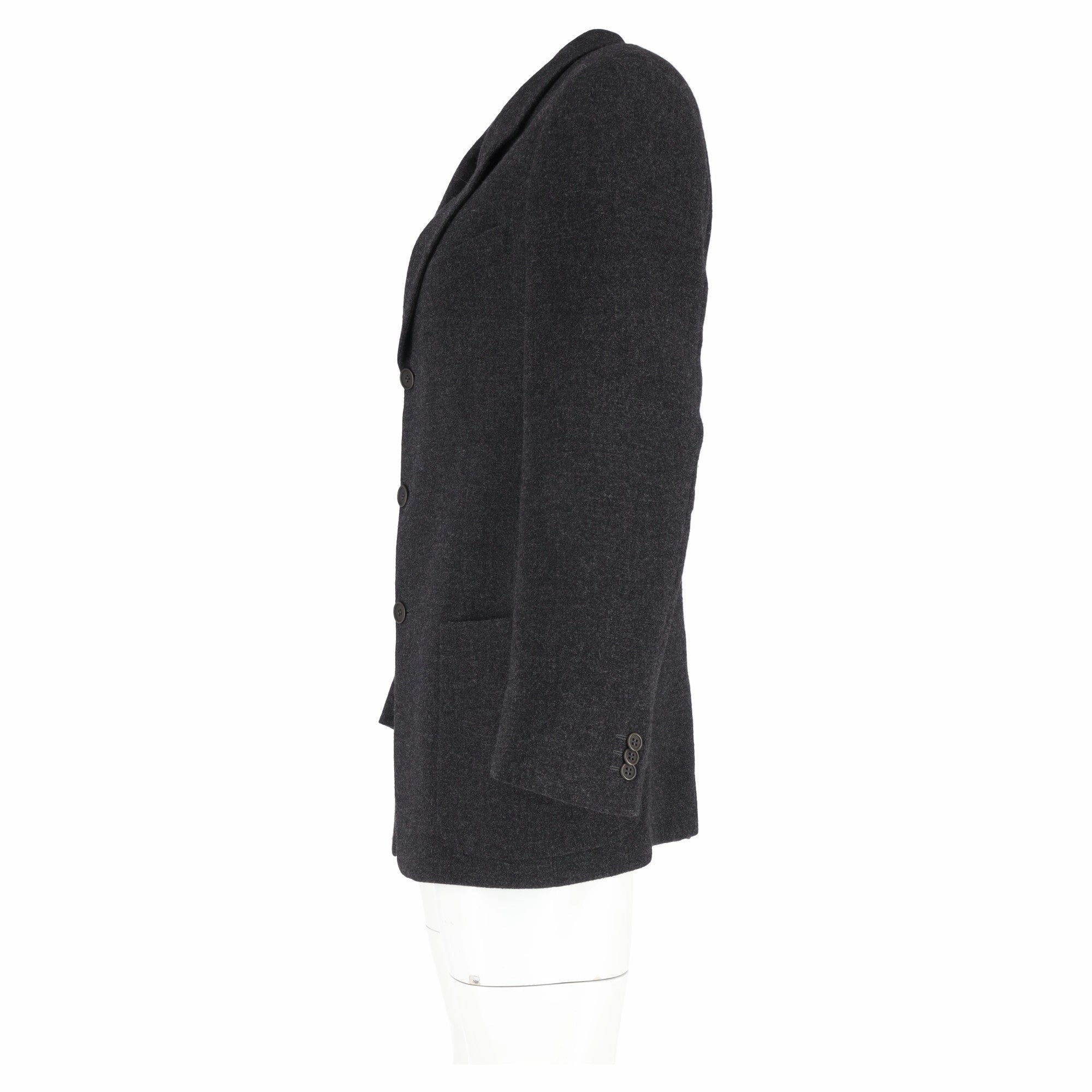 Giorgio Armani Single-Breasted Blazer with Pockets in Grey Wool