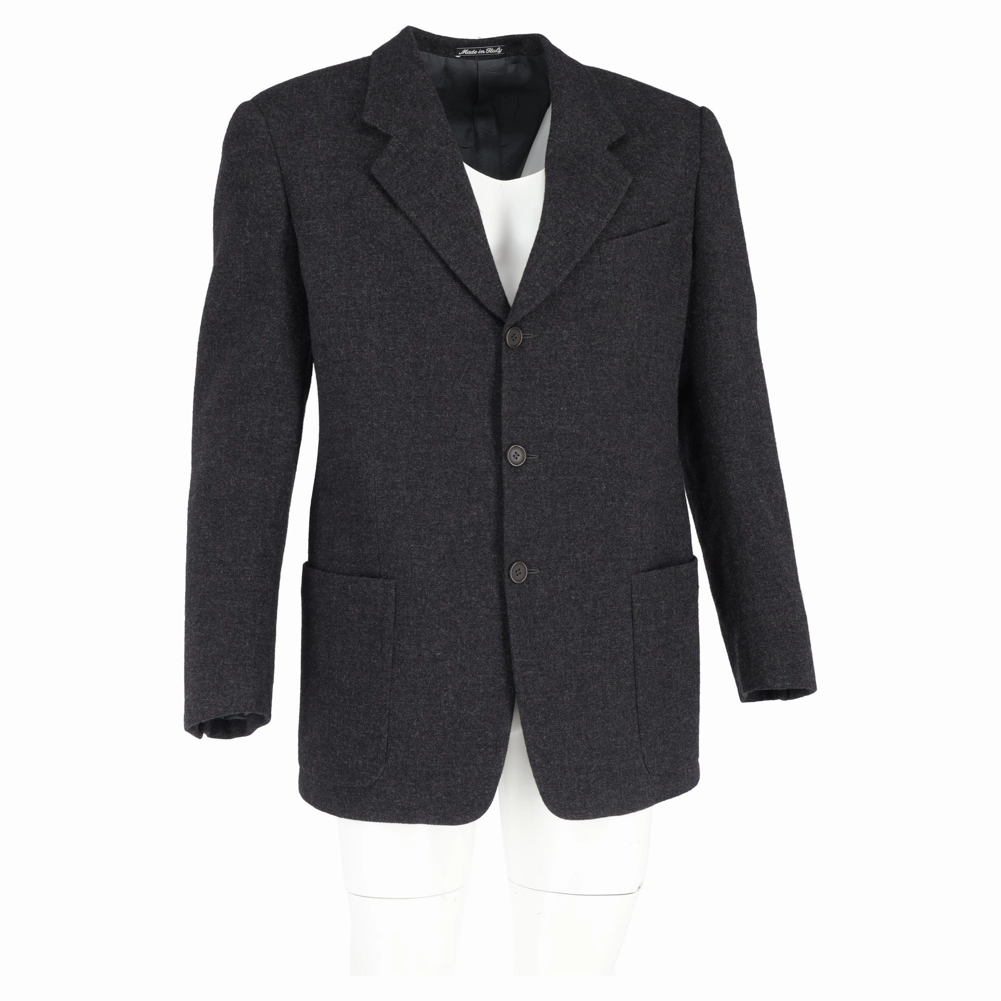 Giorgio Armani Single-Breasted Blazer with Pockets in Grey Wool