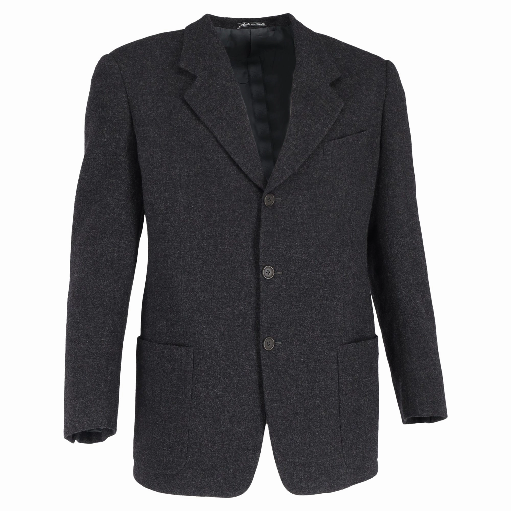 Giorgio Armani Single-Breasted Blazer with Pockets in Grey Wool