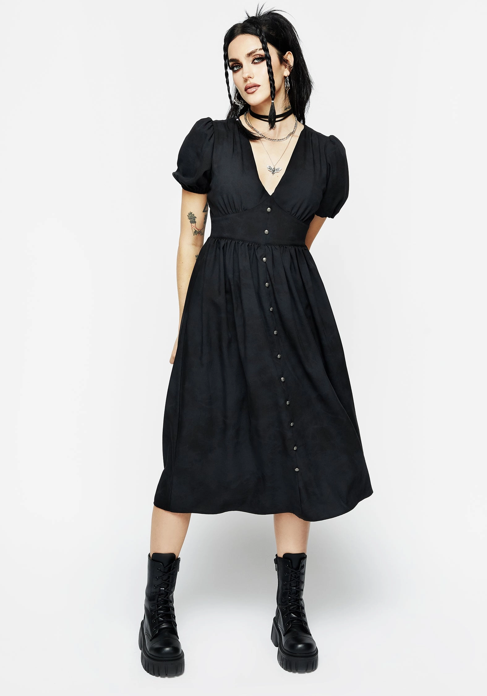 Gladys Button Front Midi Dress Dresses Womens - women's dresses clearance