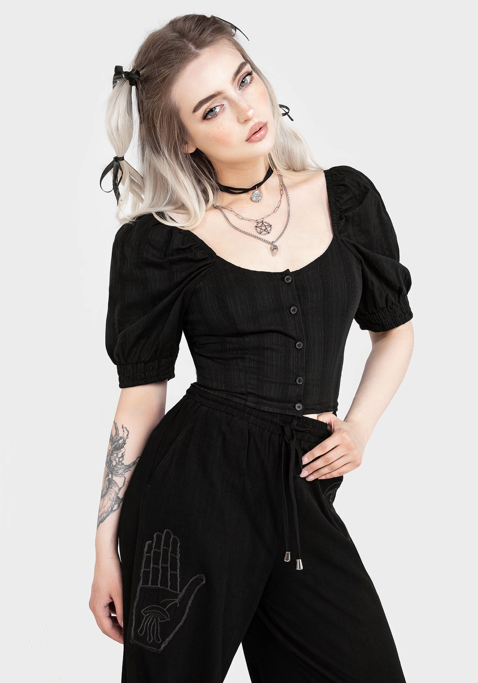 Gorse Cotton Puff Sleeve Blouse Top Tops Womens - women's blouses clearance