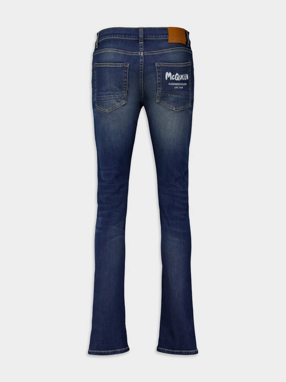 Graffiti Denim Jeans in Washed Blue