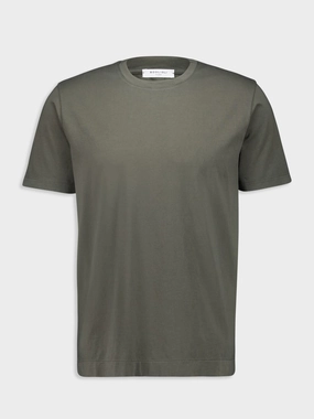 Green Cotton Crew Neck T-Shirt Tops Mens - flannel shirts