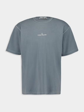 Green Grey Cotton Jersey 'Old' Effect T-Shirt Tops Mens - flannel shirts