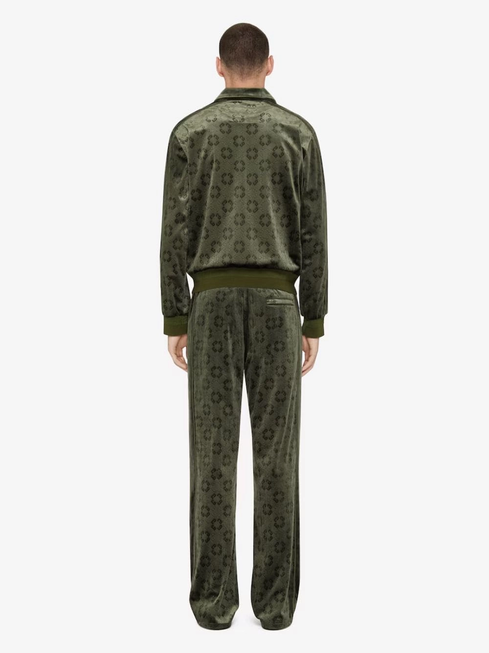 Green Monogram Velvet Jogger Pants