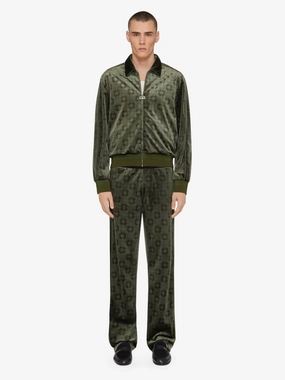 Green Monogram Velvet Jogger Pants Bottoms Mens - cheap mens shorts online